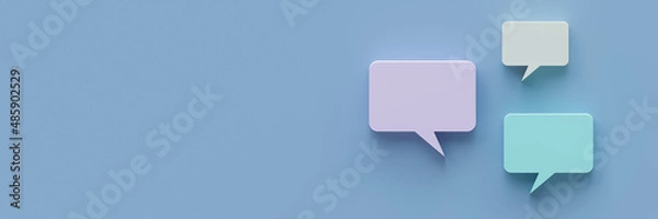 Obraz 3D speech bubble.  talking box, chatting box, message dialog balloon background, 3D illustration.