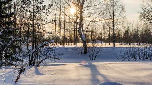 Obraz Sunset in winter time. Winter landscape 