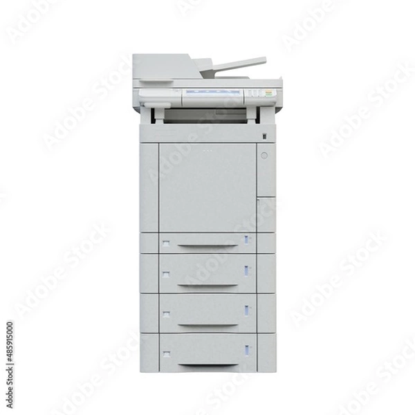Fototapeta Multi-function printer scanner. Isolated Office professional technology. 3D illustration.