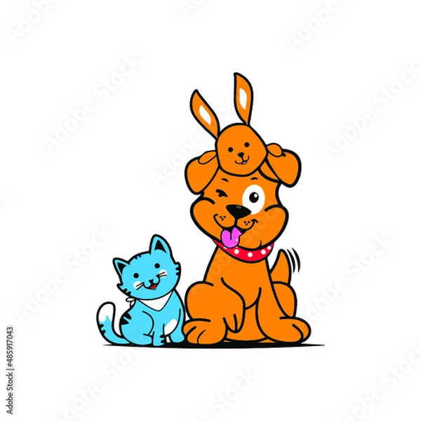 Obraz cat and dog cartoon 