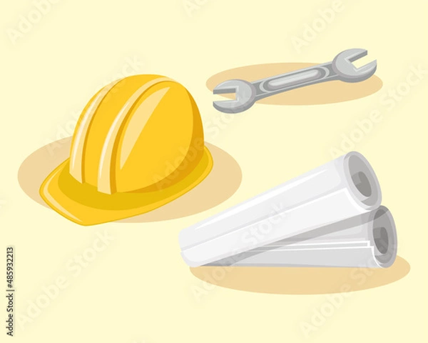 Fototapeta under construction three icons