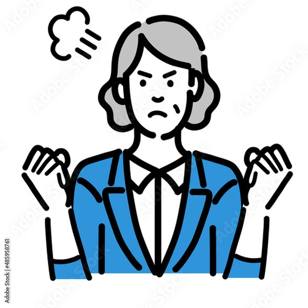 Fototapeta 怒っているスーツを着たシニアの女性
