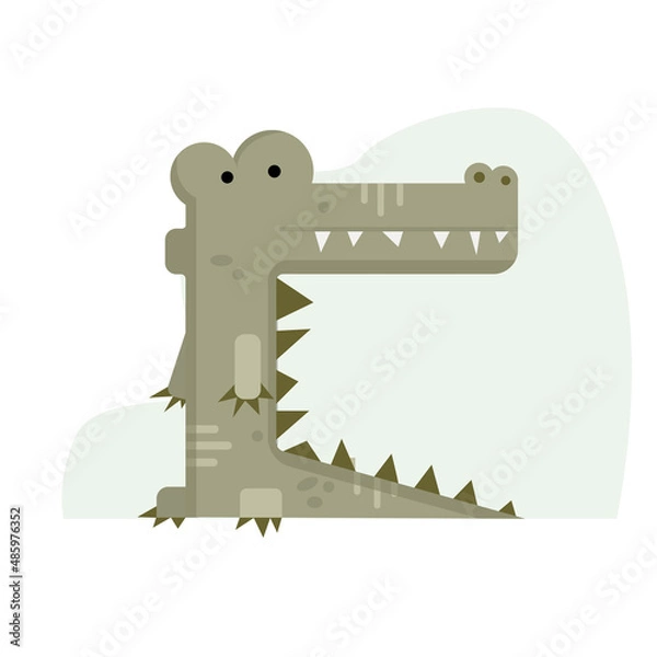 Obraz Crocodile vector illustration in flat geometric cartoon style.
