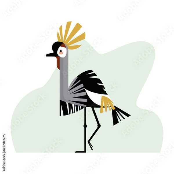 Obraz Black crowned crane vector illustration