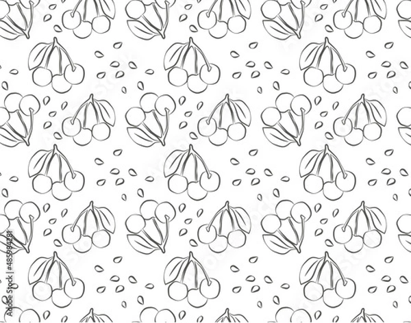 Fototapeta seamless pattern with cherry, berries. Vector illustration