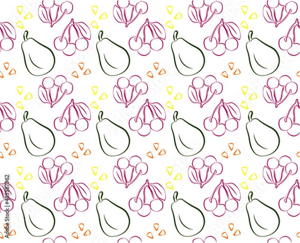 Fototapeta seamless pattern with fruit, vector illustration