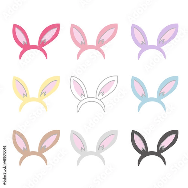 Fototapeta うさ耳カチューシャのイラストセット