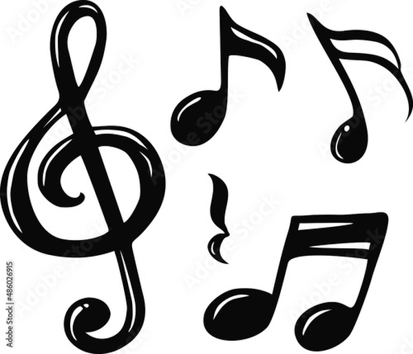 Fototapeta Hand drawn music notes, vector illustration