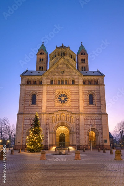 Fototapeta Early Morning in Speyer, Germany. View of the Cathedral ad dawn