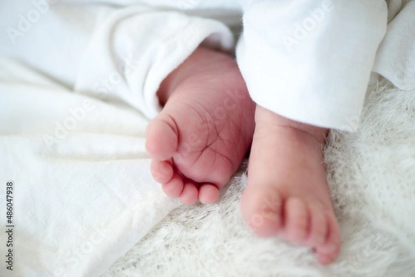 Fototapeta Newborn baby in first week of his life