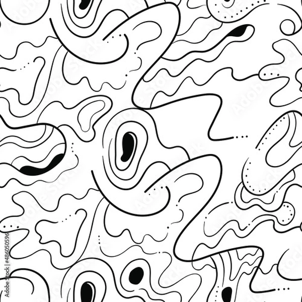 Fototapeta Seamless abstract pattern with hand drawn ethnic line ornaments