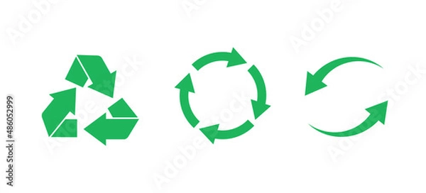 Fototapeta Set of recycle icon. Reuse logo green color. Recycle symbol.Vector illustration.