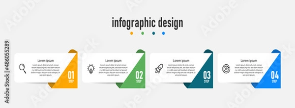 Fototapeta Creative concept for infographic with 4 steps. Business concept with 6 options. For content, flowchart, steps, timeline, workflow, marketing.