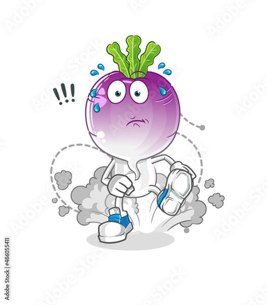 Fototapeta turnip head cartoon running illustration. character vector