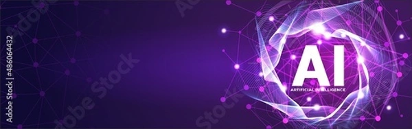 Fototapeta artificial Intelligence template for ai machine deep learning technology sci-fi concept.