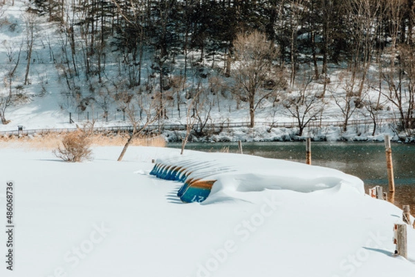 Obraz 雪に埋もれるボート　日光　栃木県