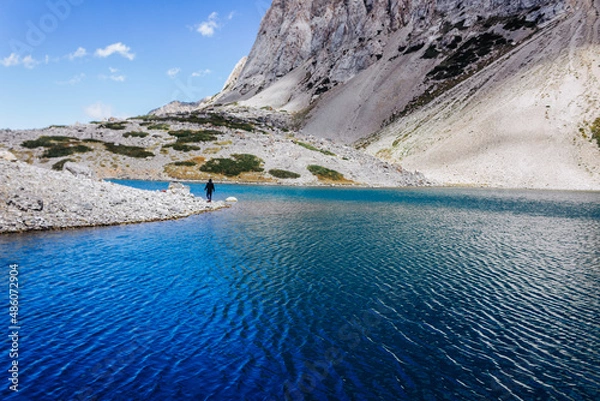 Fototapeta amazing mountain lake under the clouds