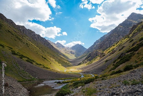 Obraz mountain gorge under sky with clouds