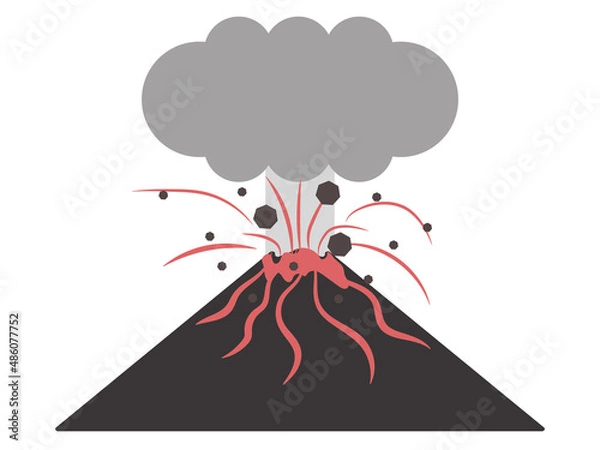 Obraz 火山噴火　イラスト　自然　災害
