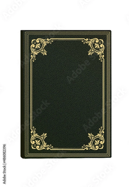 Fototapeta vector graphics mock up book in hardcover green relief with gold figured embossing