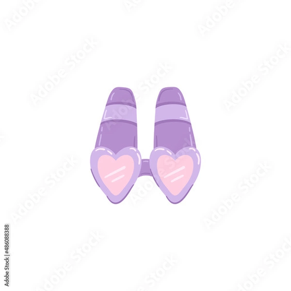 Fototapeta Funny doodle binoculars with a heart, holiday clipart. Cute element for greeting cards, posters, stickers and seasonal design..