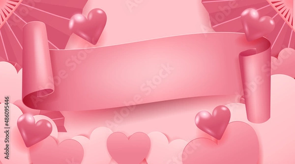Obraz Valentine's Day Concept. Paper cut style heart shape. 