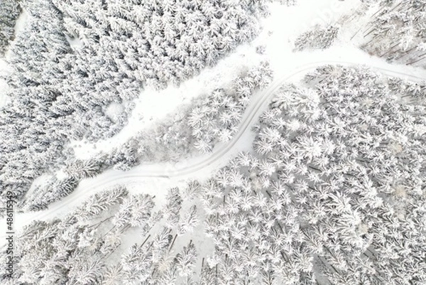 Obraz Winterwald aus der Vogelperspektive