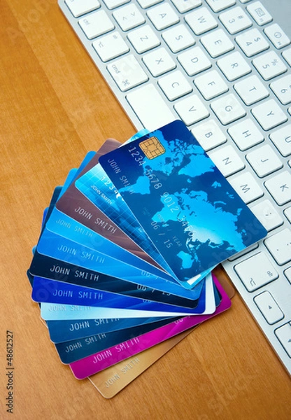 Obraz credit cards on computer