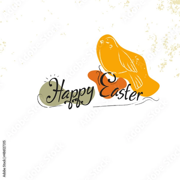 Fototapeta Easter greeting card with rabbit, chicken, egg. Vector illustrations for a poster, card, invitation or banner. Congratulations on the holiday. Religious holiday vector illustration. Happy Easter