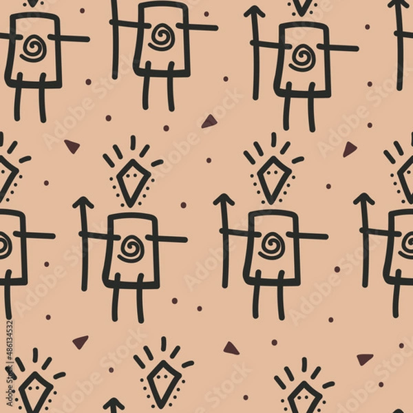 Obraz Seamless pattern withs. Tribal vector pattern. Nascal art illustration.