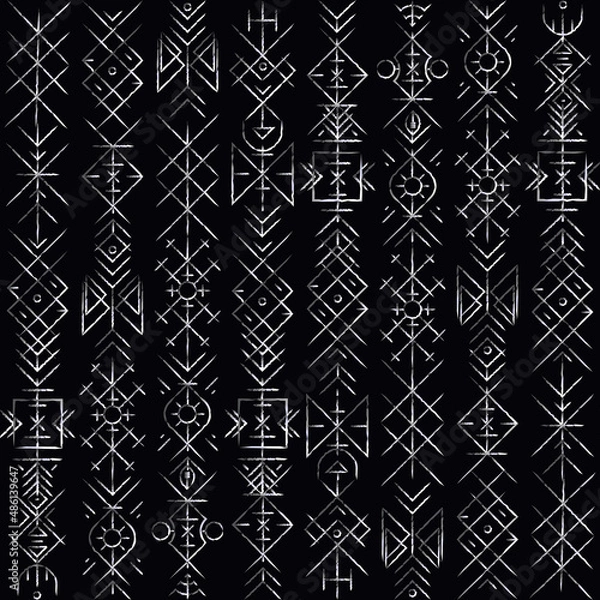 Fototapeta Monochrome viking seamless texture.