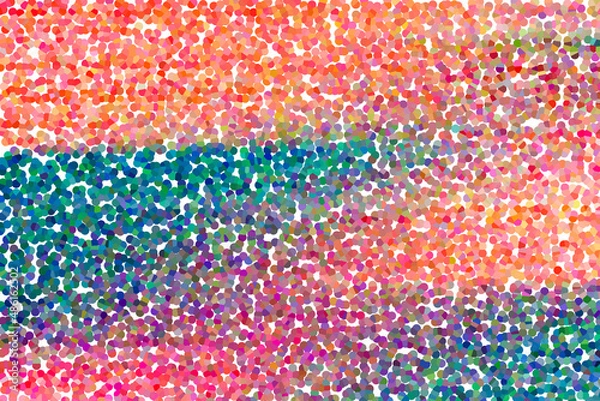 Fototapeta Abstract pointillism in orange, magenta, blue and green colours