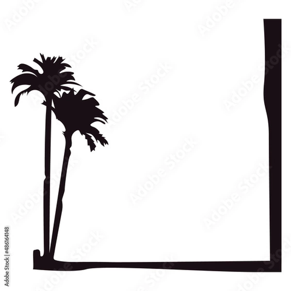Obraz Frame square silhouette palm tree, vector