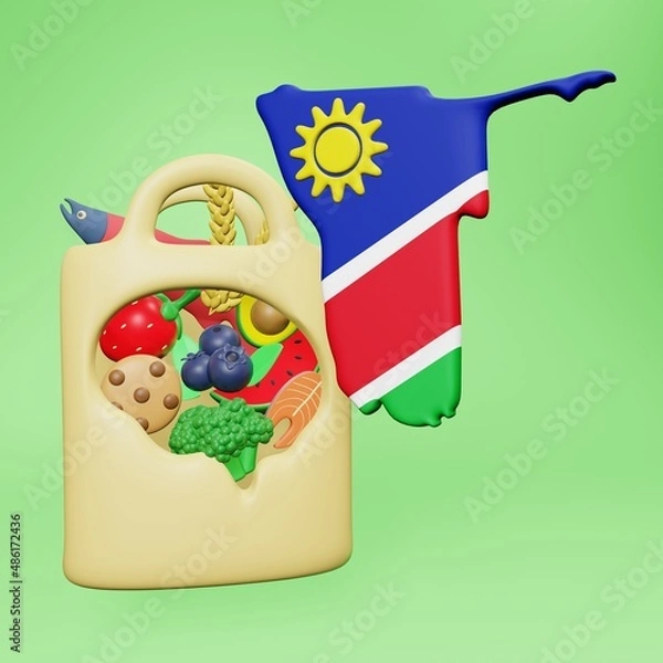Fototapeta 3d depiction of nutritional needs and consumption for a healthy brain in Namibia