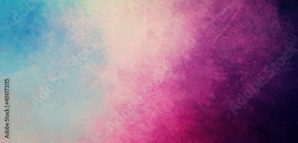 Fototapeta Blue and purple watercolor background with abstract gradient painted grunge texture and colorful  vintage textured design