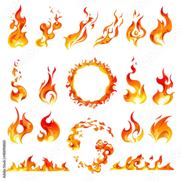 Obraz Fire and flames, circle frame and blazing burning