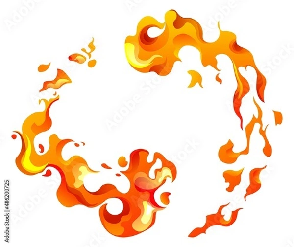 Obraz Flames and fire burning, circle frame for text