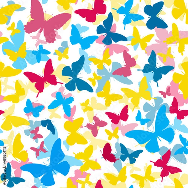 Fototapeta Butterfly seamless pattern. Background with colorful butterflies.