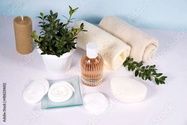 Fototapeta wash set. Skin care products. Hygiene concept.