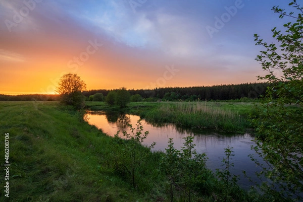Obraz sunset over the river