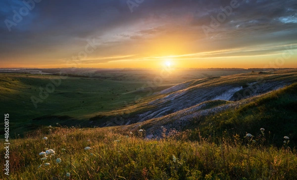 Obraz sunset over the mountains