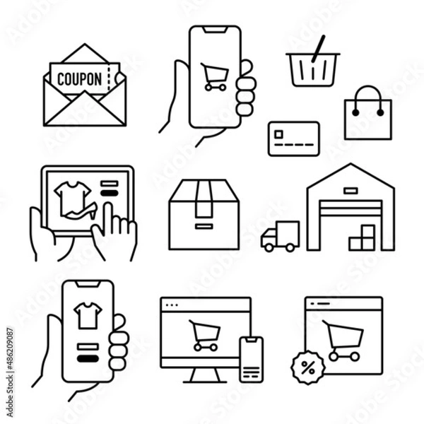 Obraz EC・オンラインショッピング アイコンセット