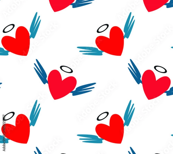 Fototapeta Heart pattern with wings for Valentine's Day.