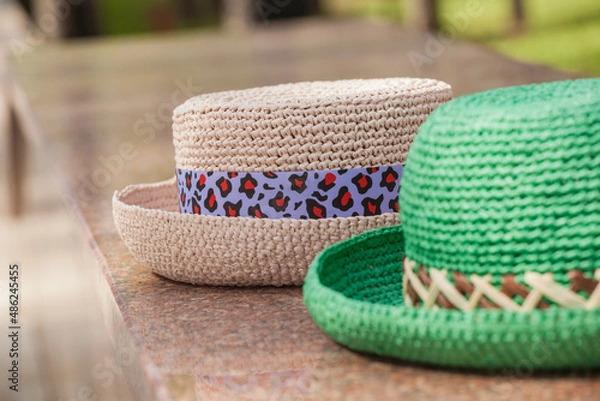 Obraz Multicolored handmade summer hats


