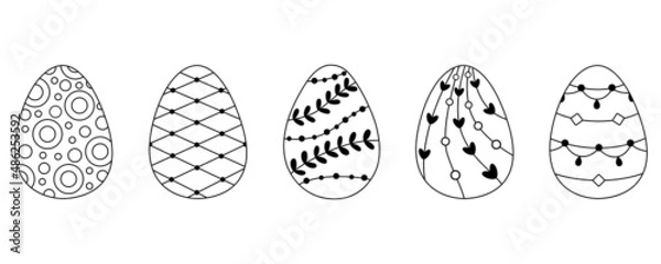 Fototapeta Stylized Easter eggs collection. Vector drawn egg outline.