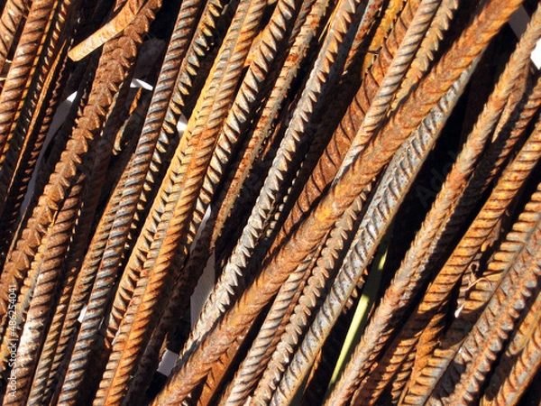 Fototapeta reinforcing steel bars - close up