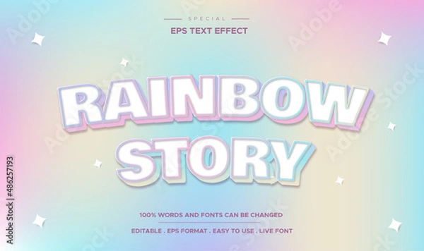 Fototapeta Rainnbow story bold 3d editable text effect template style