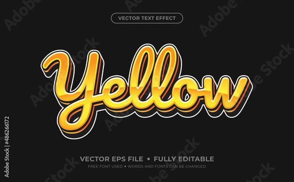 Fototapeta Yellow Editable Vector Text Effect.