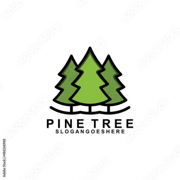 Fototapeta Pine Tree Logo Template Design Vector, Emblem, Design Concept, Creative Symbol, Icon