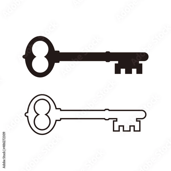 Obraz Old door key vector icon set illustration
